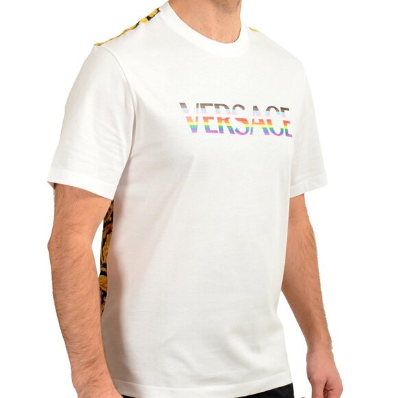 Versace Men's Barocco Pride Print Multi-Color Short Sleeve T-Shirt US 2XL IT 56 - Picture 2 of 6